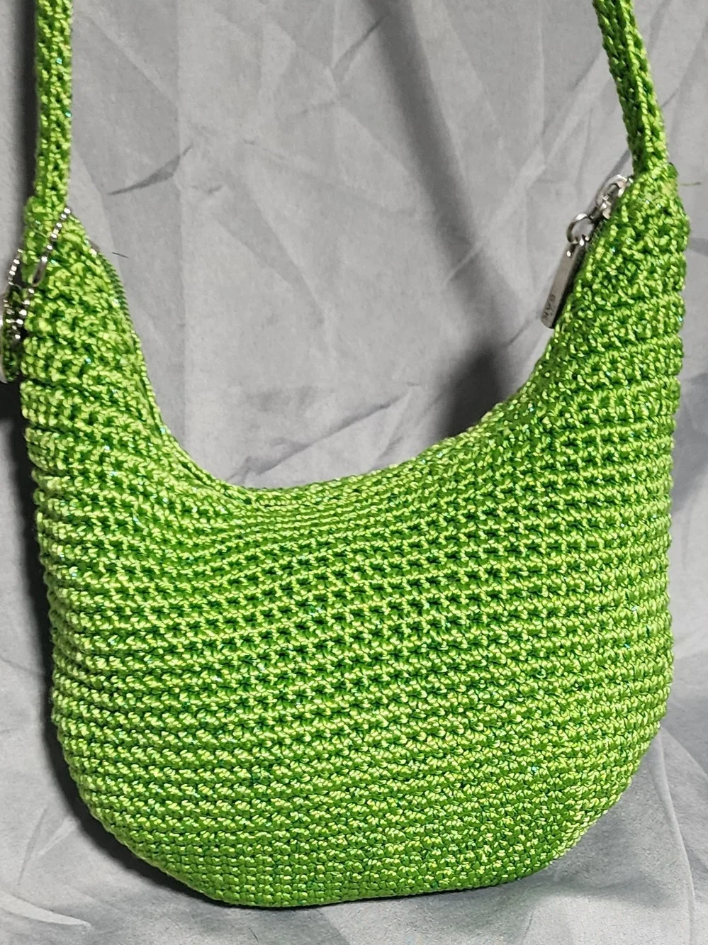 NWOT Vinrage Y2K The Sak Green Crochet Crossbody Bag Shoulderbag Purse Boho